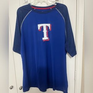 Majestic Blue Cool Base Texas Rangers T-Shirt with T Logo